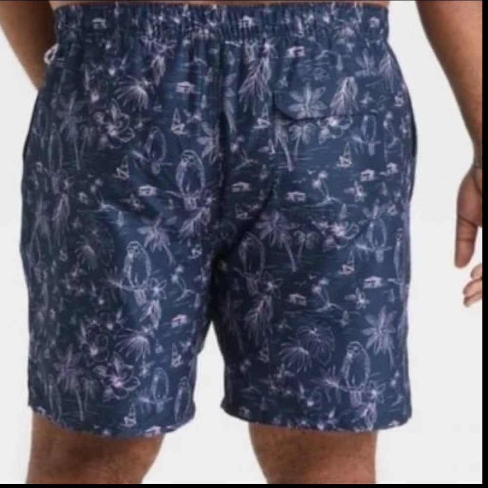 Goodfellow & Co Men's 7" Parrot Scenic Swim Trunks Medium - Picture 2 of 9